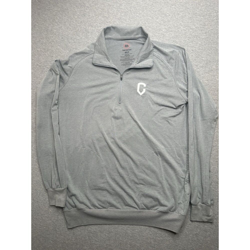 Travis Mathew Grey‎ Small Men's Long Sleeve 1/4 Zip Polyester Pullover Pockets